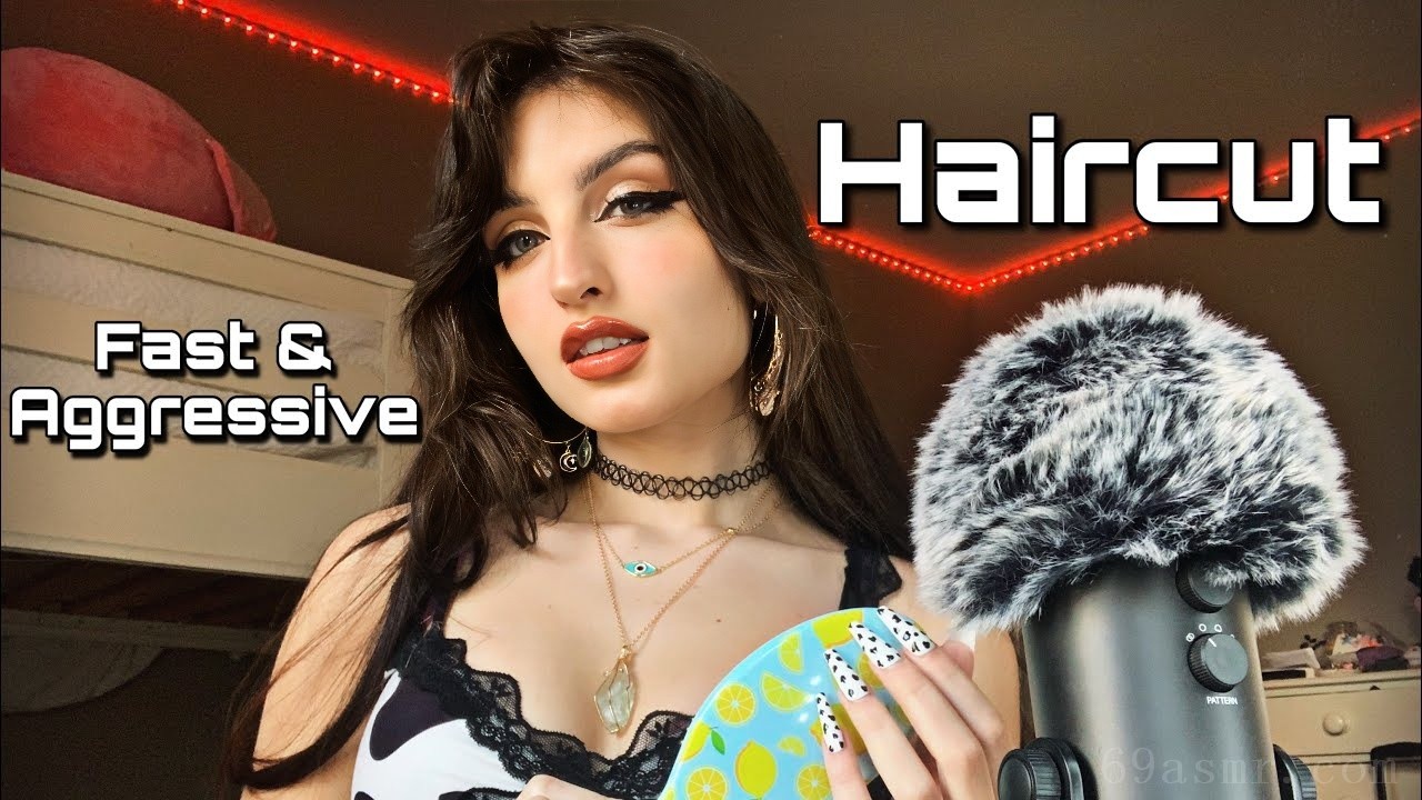 ASMR |快速而激进的理发（floofy mic Sc​​ratching, Hair Brushing, Snipping +）